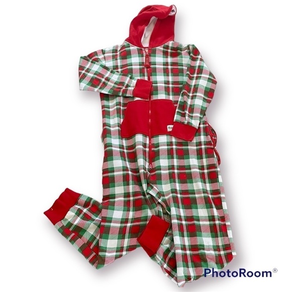 Tipsy Elves Plaid Christmas Hooded Onesie – Unisex – Men's L / Women's XL - Picture 3 of 13